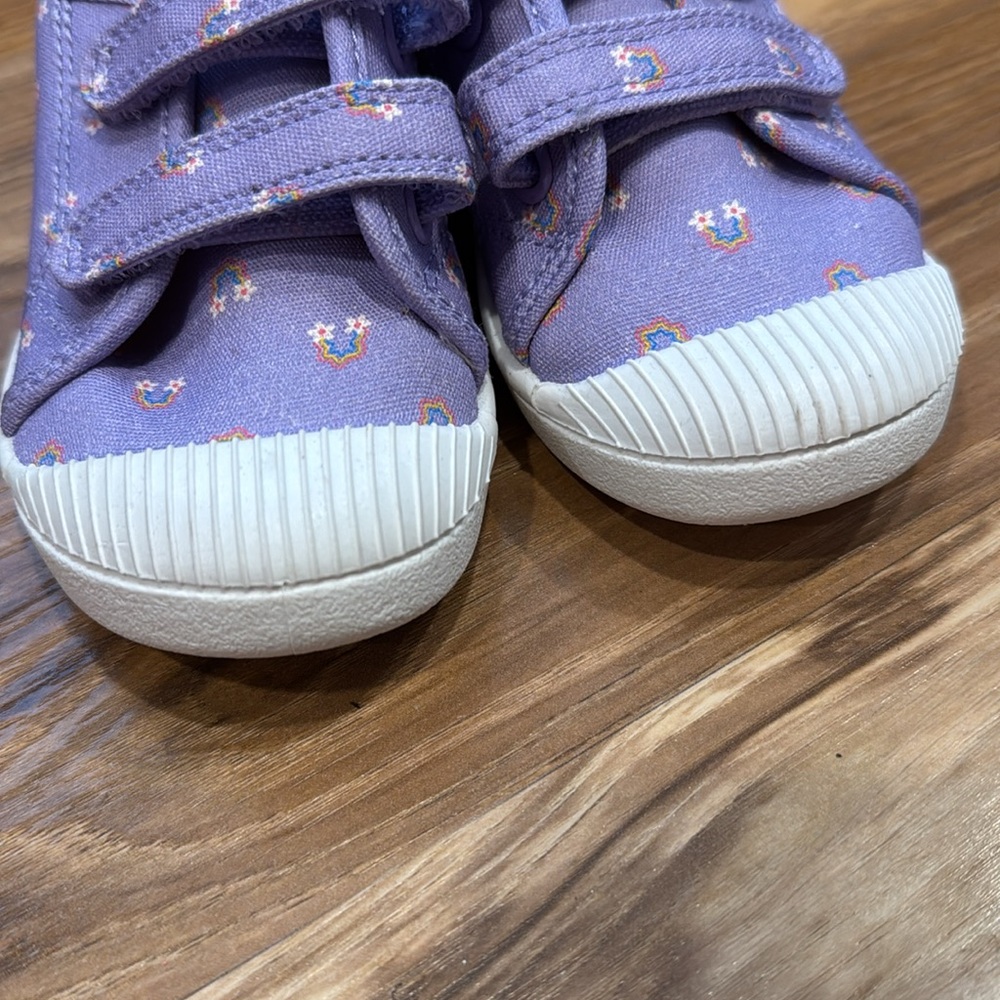 Toddler girl sneakers purple floral straps 7 tennis shoes - Picture 5 of 6